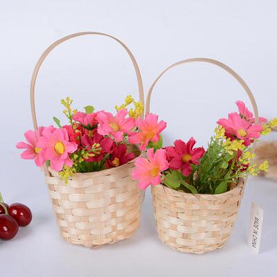 手提篮藤编花篮柳编小竹篮收纳篮编织篮采摘野餐篮编织蔬菜篮