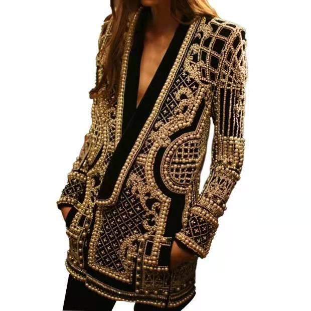 silver gold jacket womens beaded bubble top suit