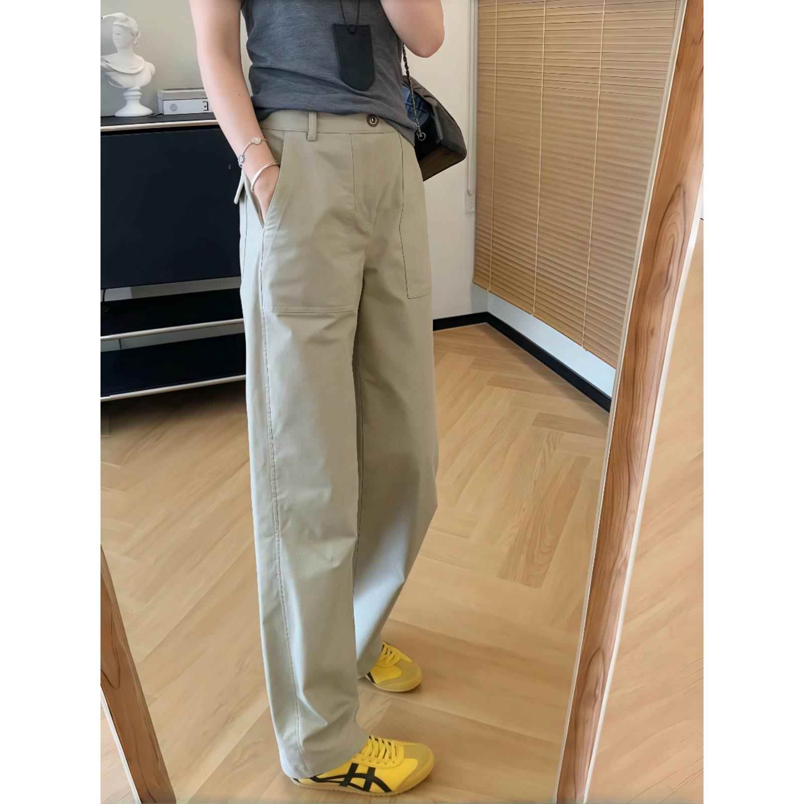 大码女工装阔腿休闲裤女2025年早秋季新款宽松显瘦百搭高腰拖地裤