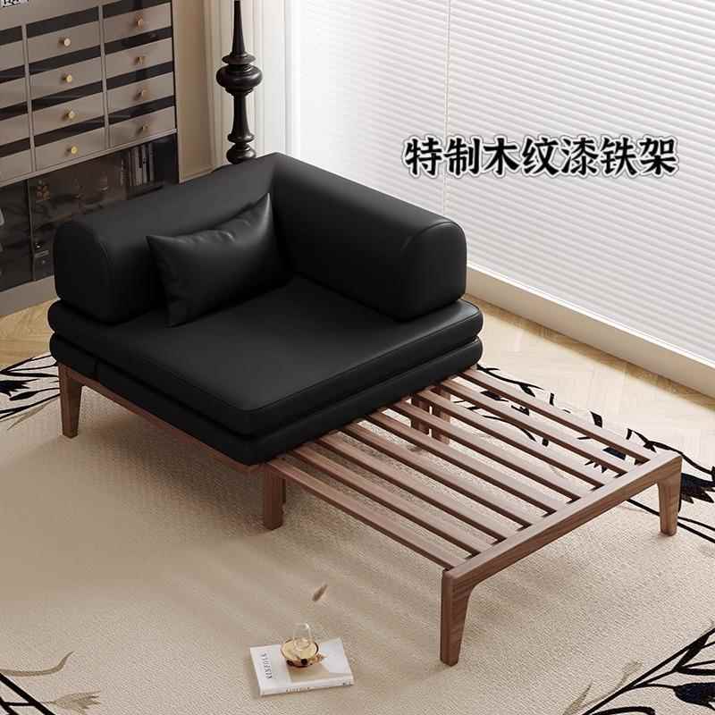 法式中古风实木沙发客厅小户型阳台贵妃可折叠单人沙发床一体两用