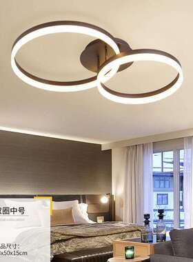 led客厅吸顶灯智能创意后现代简约主卧室灯个性圆环北欧金色灯具
