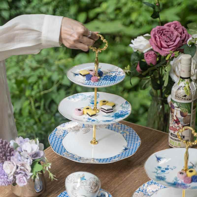 欧式高档客厅下午茶三层蛋糕点心盘英式轻奢多层甜品架双层水果盘