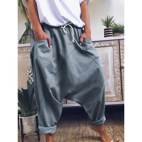 时尚女士 系带低腰垮裤 Fashion Lace Up Low Waist Harem Pants