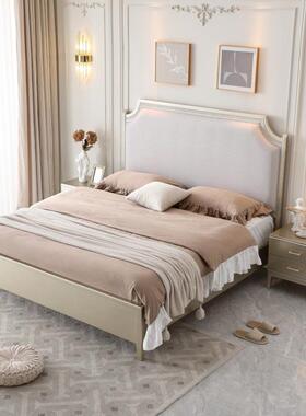 美式木床1米8主卧大床轻黎奢巴303#+A05仲简夏卧室1米5公主实床法