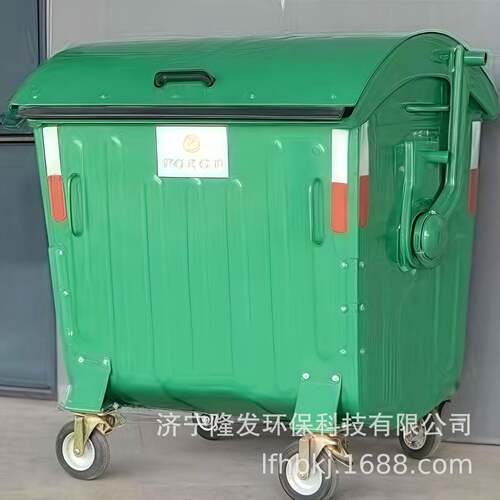 可出口1100升环卫垃圾桶大型市政挂车垃圾桶带轮镀锌板铁质垃圾桶