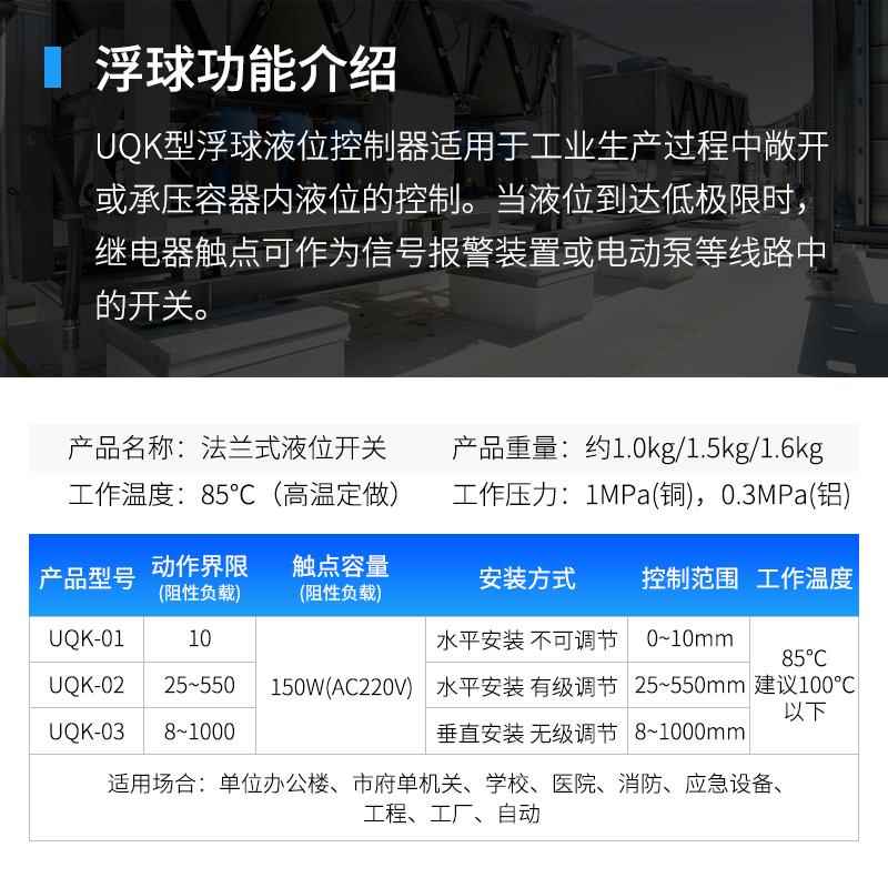 法动兰式不锈钢液位浮球开 关QK-01/2/00U3水位控制器液位自控制
