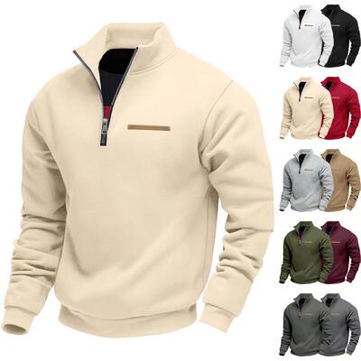 Men Zipper Sleeved Hoodie Athletic Sweatshirt Casual Jumper