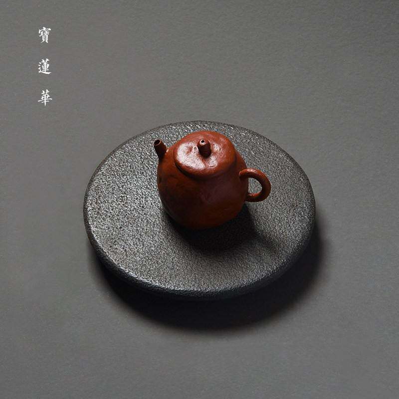 璞圆天然玄武岩石壶承 干泡石茶盘石茶台 养壶托茶海点心盘石托盘