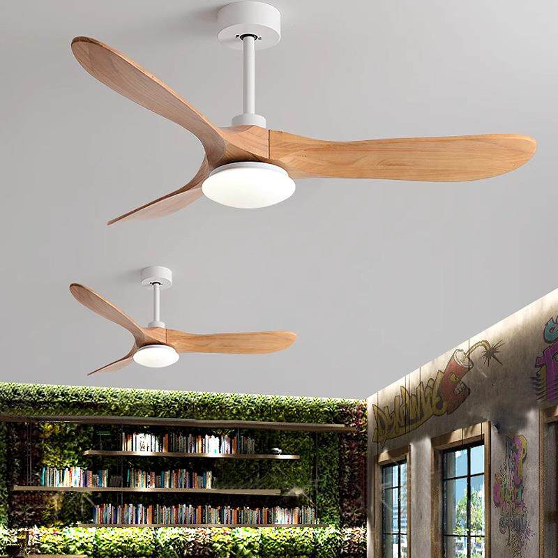 黑色实木大风力无灯吊扇餐厅简约静音工业风复古商客厅家用电风扇