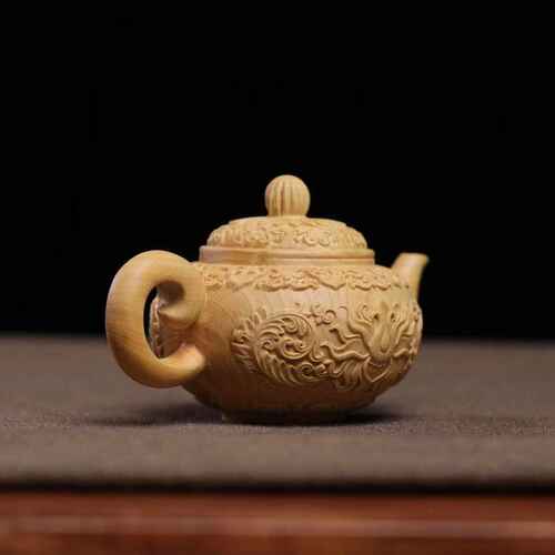 莲花纹壶小叶黄杨木雕手把件实木文玩摆件木制根雕工艺品挂件