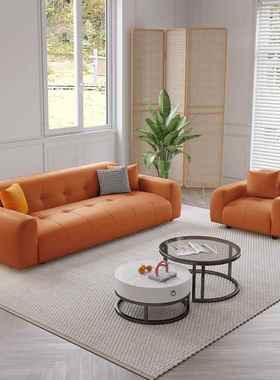 奶油约风皮简艺沙发客厅ZG-73103户小型现代直排双三人网红棉花糖