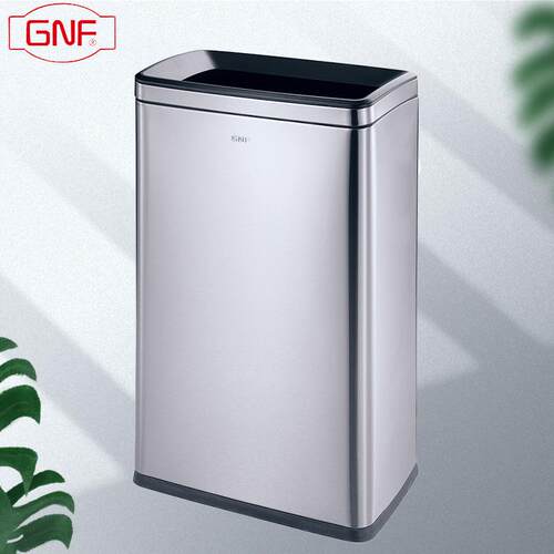 GNF南方不锈钢无盖垃圾桶方形大口径商用商场防指纹大容量双层40L