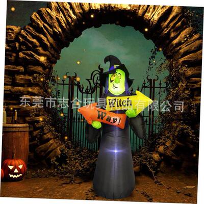 2.4 m Halloween Inflatable Hand Green Face Witch Air Model H
