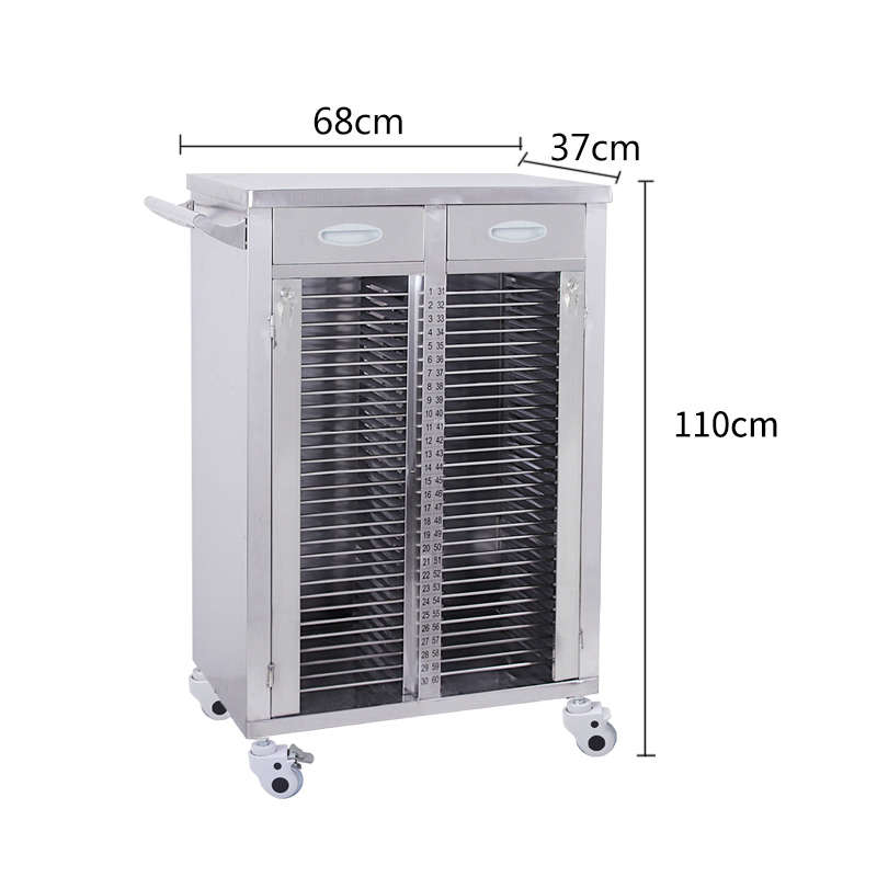 不锈钢病例夹车医院实验文件档案柜查房车加厚收纳车护士病历推车