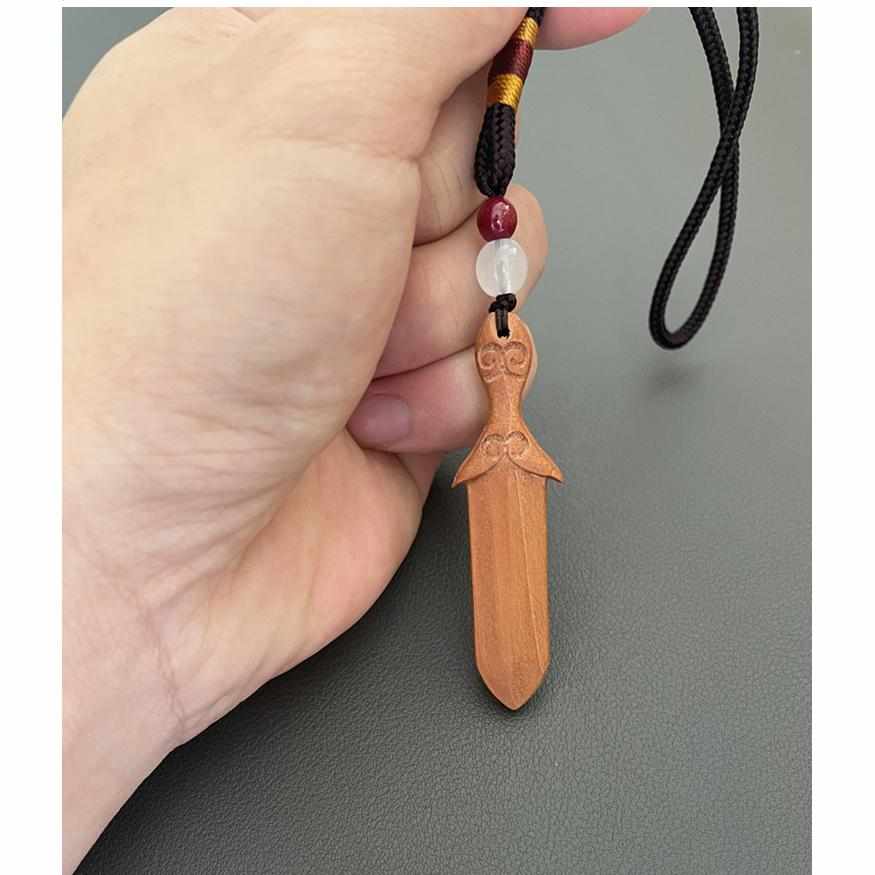 桃木剑平安桃木剑纯桃木车挂随身朱砂桃木吊坠高强度桃木剑可刻字