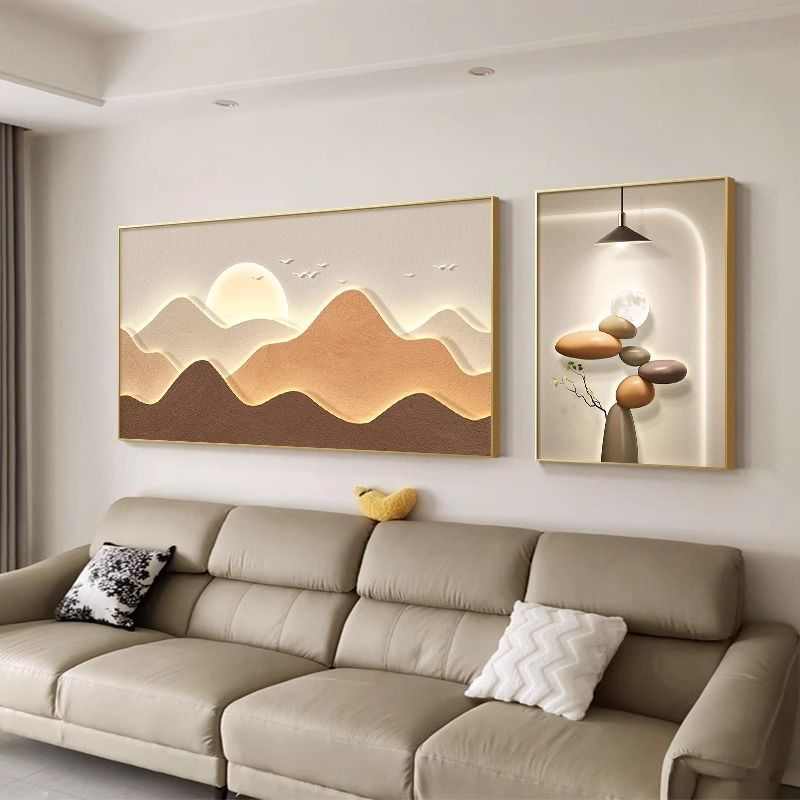 靠山时来运转现代简约客厅装饰画大气艺术高级壁画沙发背景墙挂画