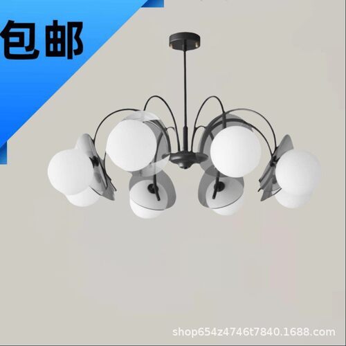 中古风客厅吊灯意式极简设计师高级感大气大厅主灯全铜玻璃灯具