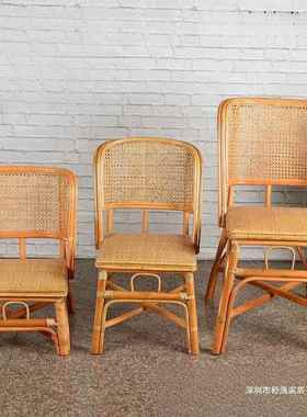 天然真藤椅成23876人儿小椅老童人靠背椅藤休闲椅餐厅椅阳三件台