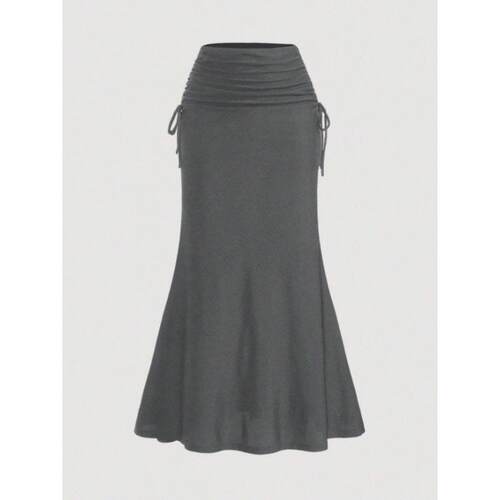 Solid Color High Waist Skirt Ruched Mermaid Skirt Elegant