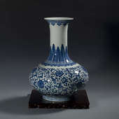 手工摆件青花瓷大口陶瓷仿古新家插礼品落地客厅 饰高档 花瓶装