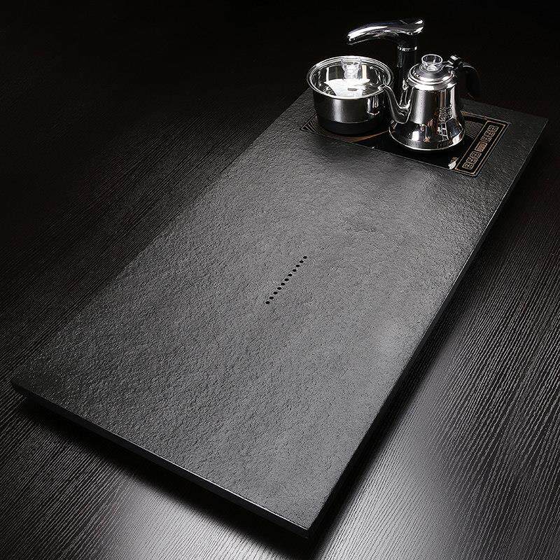 乌金石茶盘自动上水茶具套装长方形简约创意家用茶台茶海天然大号
