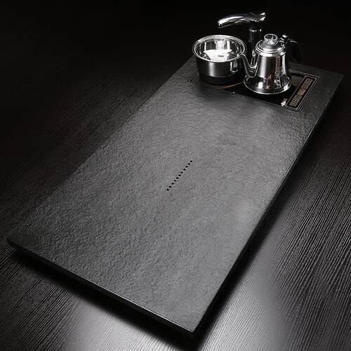 乌金石茶盘自动上水茶具套装长方形简约创意家用茶台茶海天然大号