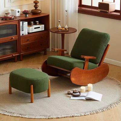 懒VAG人发复古用款实木摇椅家小户型客厅单人可躺可沙摇阳台休闲