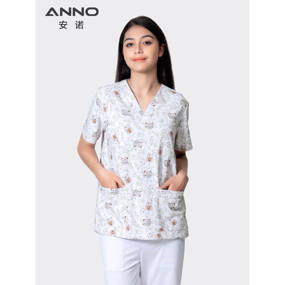 正品小安诺洗手服花宠物医生护工作制服刷手衣男女款士 印护士