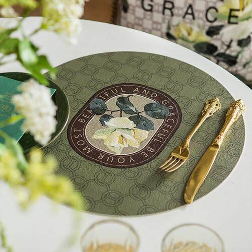 Nordic solid double-layer leather placemats heat-proof pads