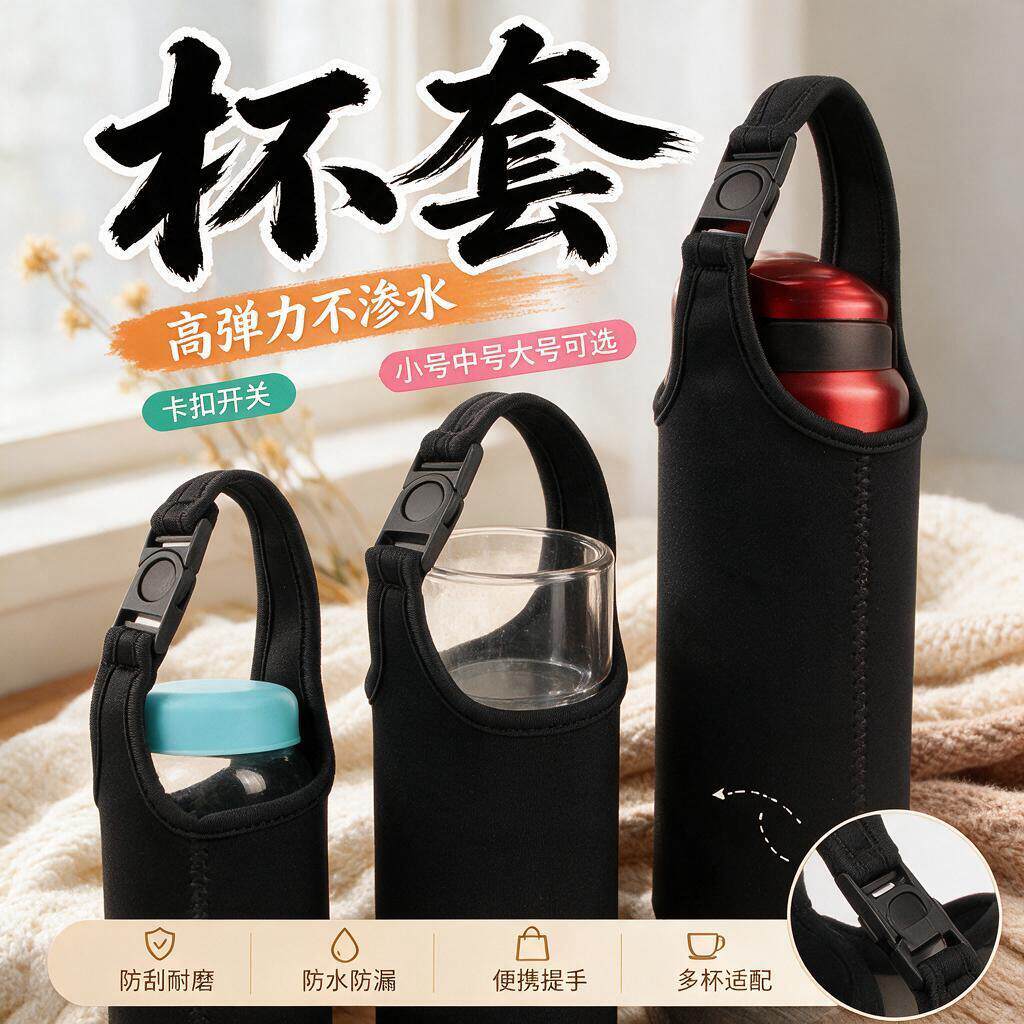 保温水杯保护套通用卡扣杯套隔热防摔套子玻璃杯水壶手提大号杯袋