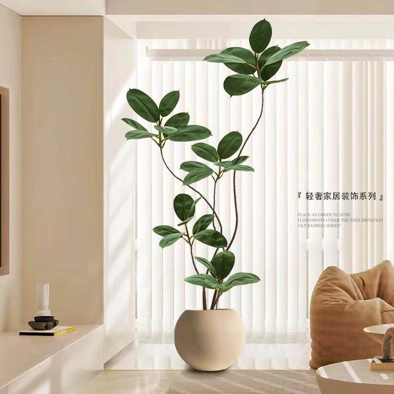 绿叶橡皮树彷真绿色植物造景客厅彷生假植物室内装饰大型盆栽落地