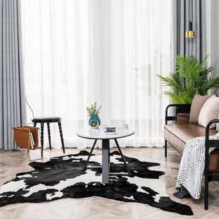 仿真黑风格 客厅小黑牛沙发风大卧室民牛地毯ins 代发毯毛毯宿