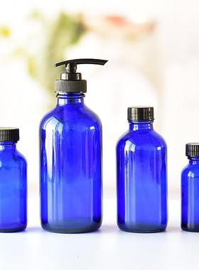 厂家蓝色波士顿瓶ml避光玻璃瓶化妆品分装瓶试剂喷雾瓶定制
