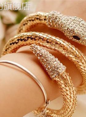欧美跨境饰品蛇形手镯朋克夸张时尚多层满钻蛇手环臂镯厂家