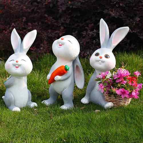 户外花园创意卡通兔子摆件草坪动物雕塑社区庭院草坪装饰景观小品
