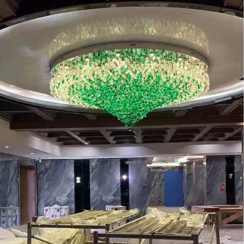 酒店宴会厅玻璃石头挂件大吊灯艺术吊灯大盘灯楼梯吊灯水晶灯