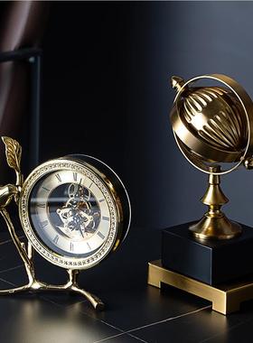 轻奢摆饰品件高档座钟家居好装饰品摆件时钟物级感钟表高摆E491件