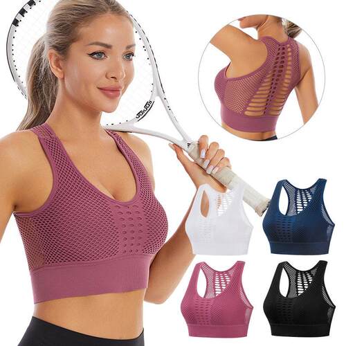 Women Breathable Active Bra Sports Bra Sexy Mesh Sports Top