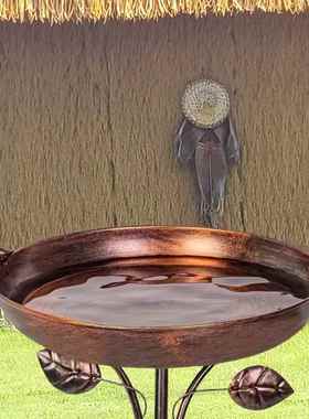 美式复001做旧户外铁装艺喂鸟器古鸟浴盆列装饰带陈地插花园饰品