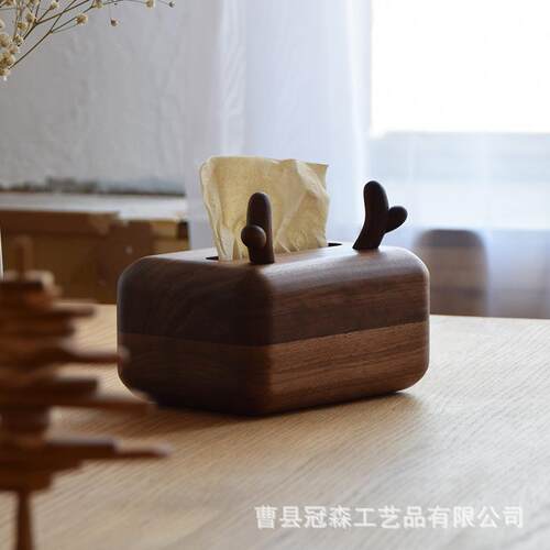 鹿角纸工巾盒手雕刻鹿角+整木巾GS-0022盒纸超萌！