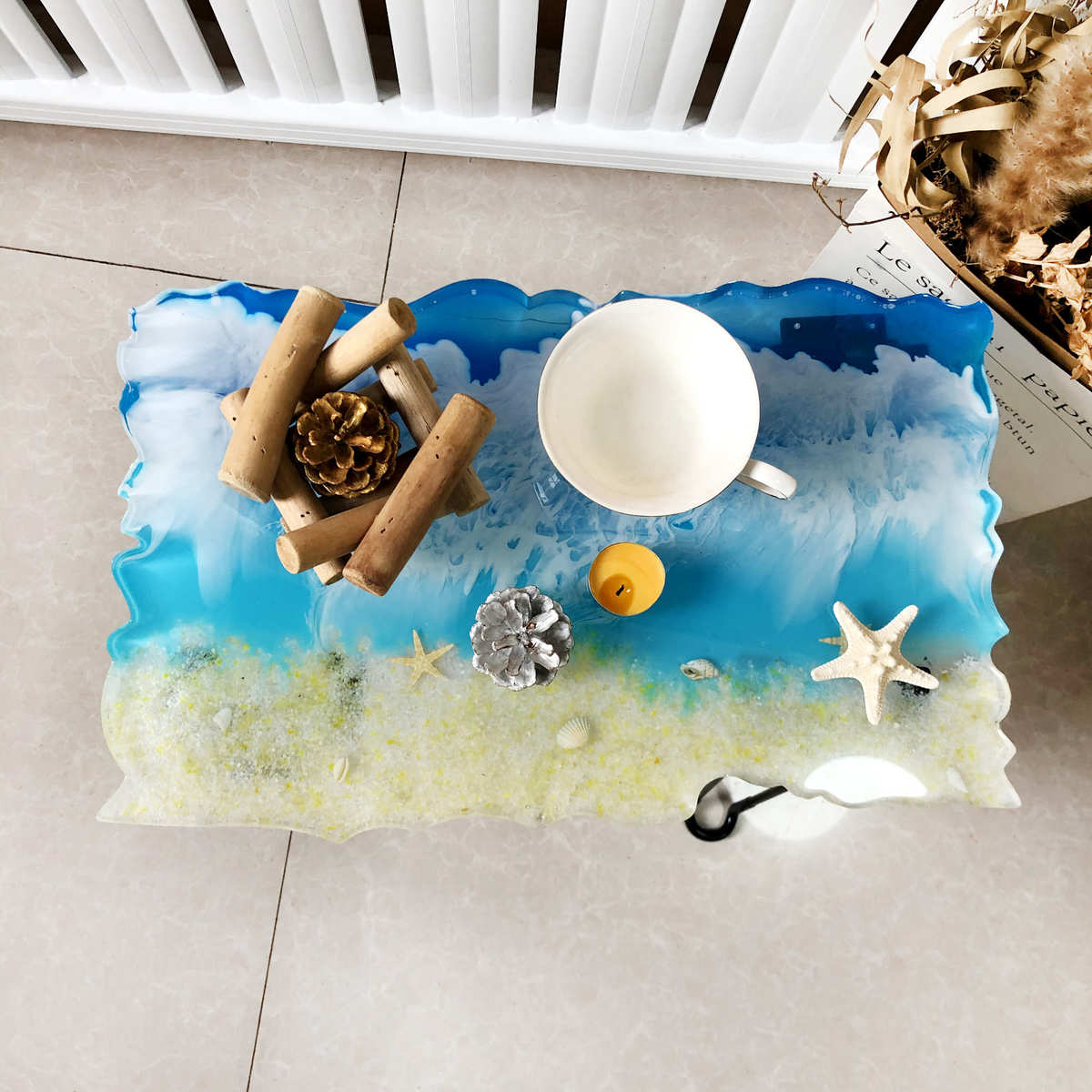 diy不规则矩形大桌子河流桌水晶滴胶模具沙滩河流桌装饰硅胶模具