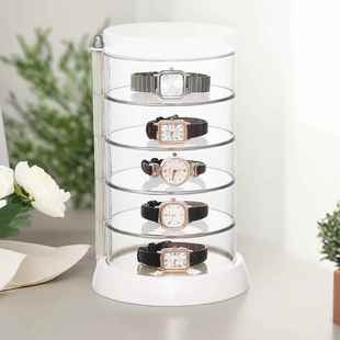 手表收纳盒旋转多层腕表收藏透明展示盒手链表带首饰品整理女表盒