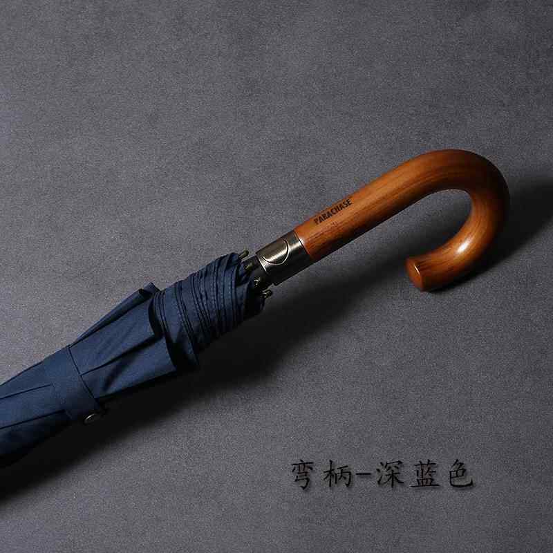 正品12c2m加双层防风木实手柄自动雨伞长柄商务大复古双人直柄伞