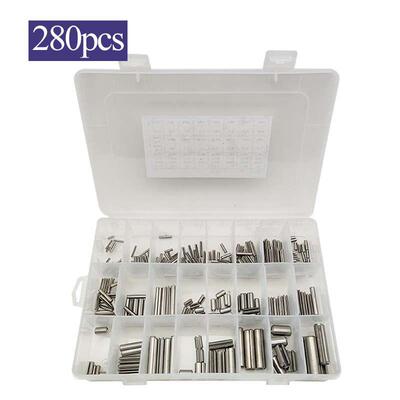 280pcs盒装弹性开口销M1.5-M8固定空心弹簧销304不锈钢弹性定位销