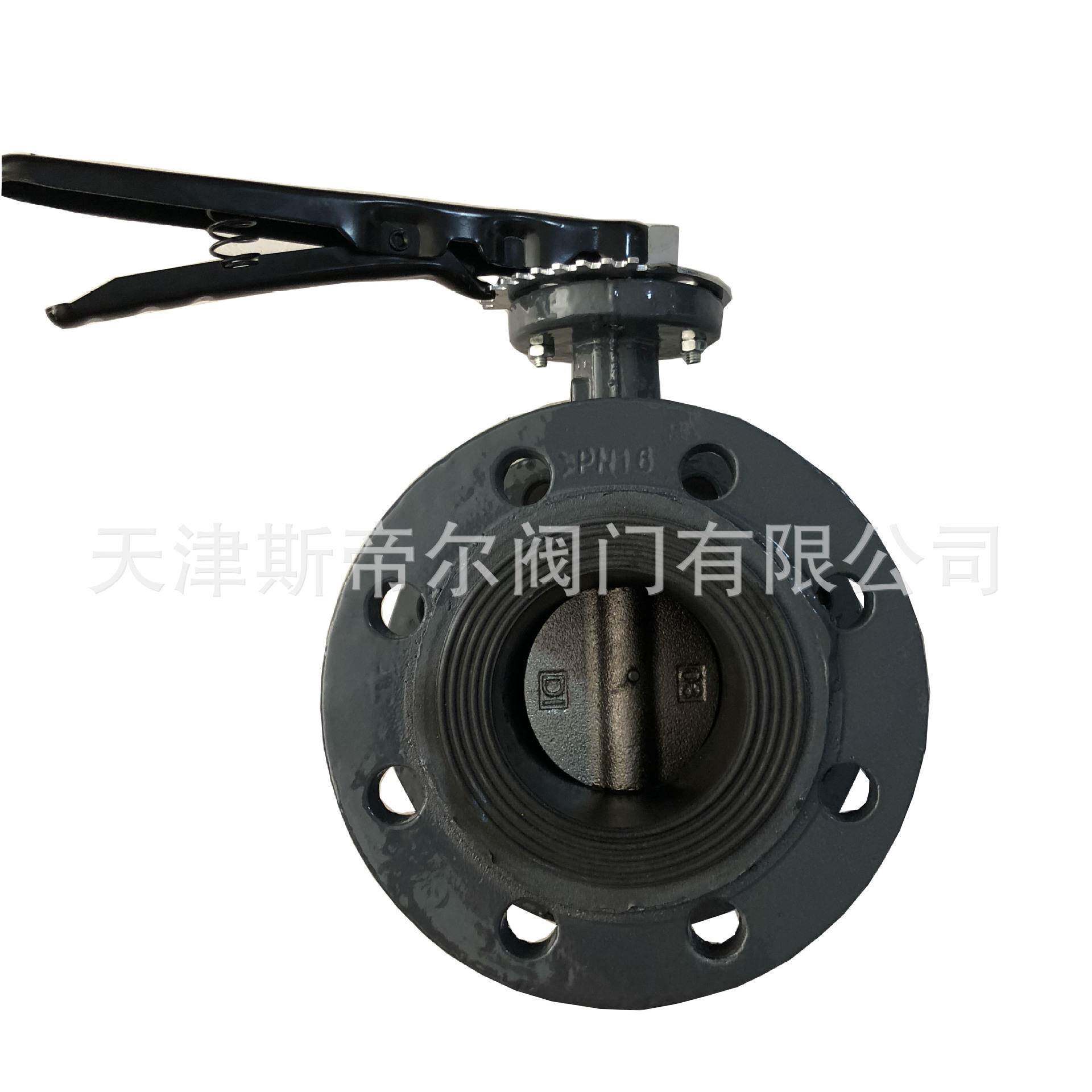 手柄铸钢蝶阀双法兰蝶阀手动涡轮软密封蝶阀厂家天津D41X-16C