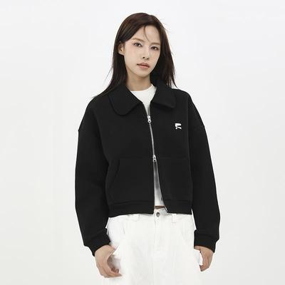 COIE春秋新款黑色方领短款卫衣外套女韩版宽松小个子拉链开衫上衣