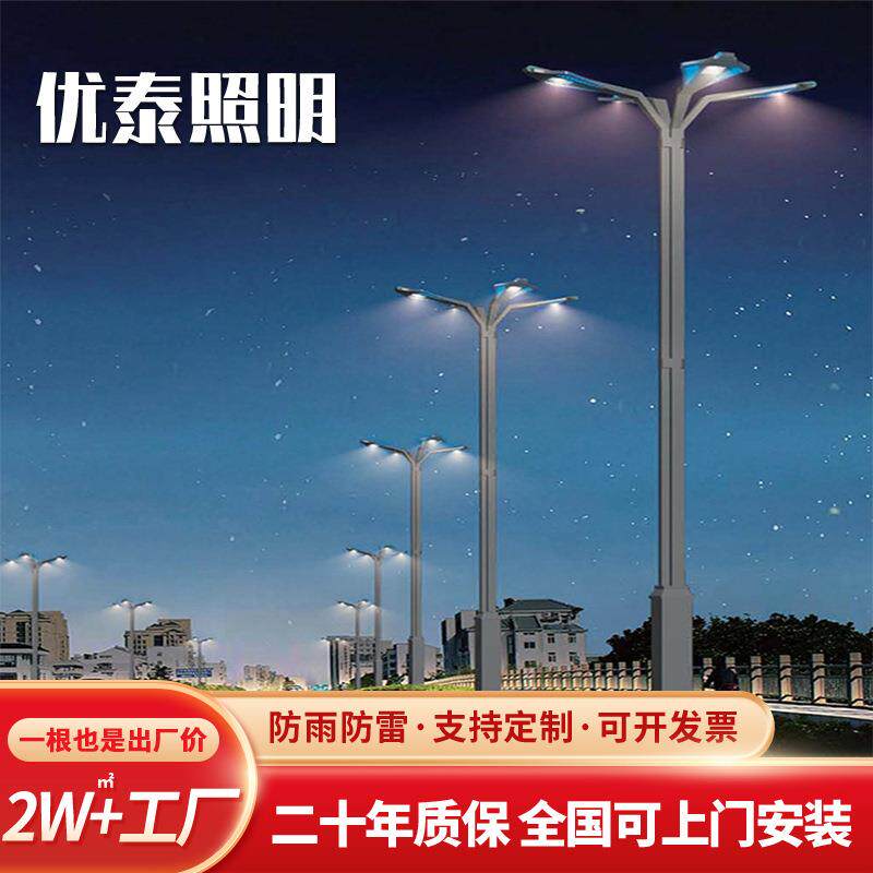 4头LED市政道路防水路灯厂家直销6-12米路灯杆多头市电路灯