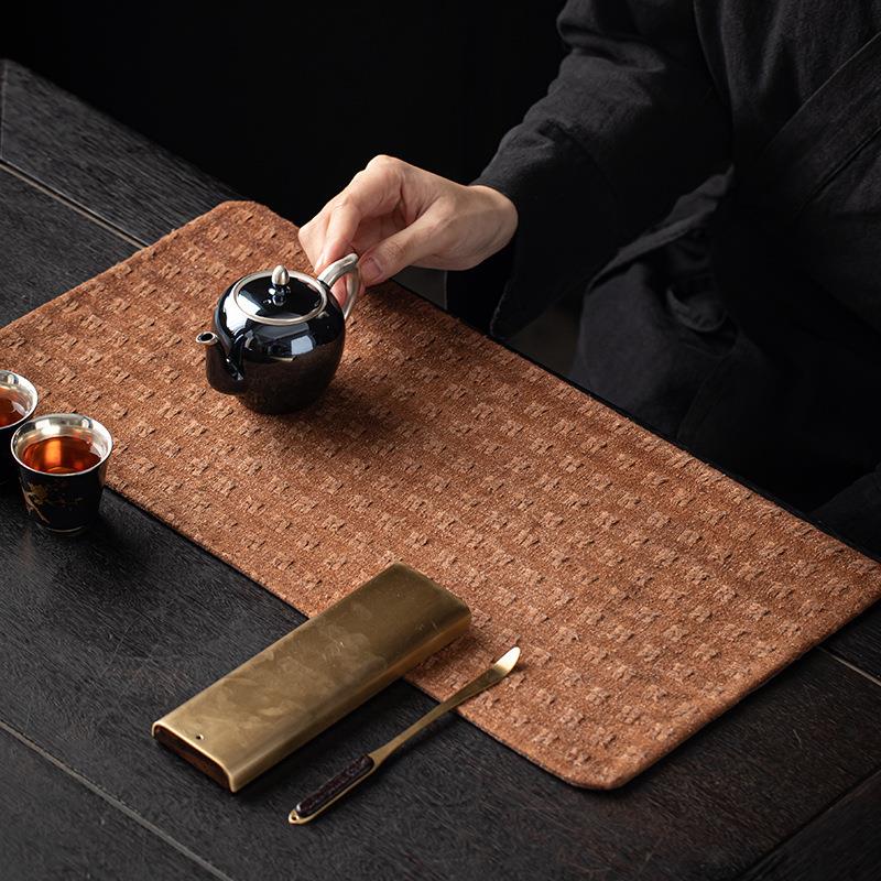 柞蚕丝茶席老料香云纱干泡垫家用真丝布艺茶垫隔热垫茶道桌旗