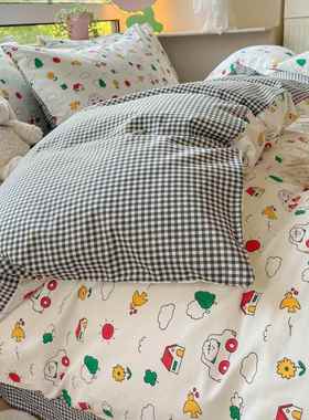 秋冬新品 | 纯棉小清新绿色ing三四件套学生宿舍全棉床单床笠套件