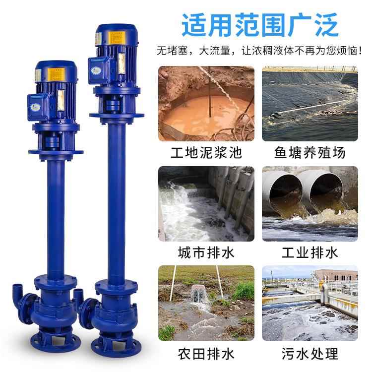 无堵塞式立长轴污水液下泵酸化碱单双管泥浆粪池YW液下泵耐排污